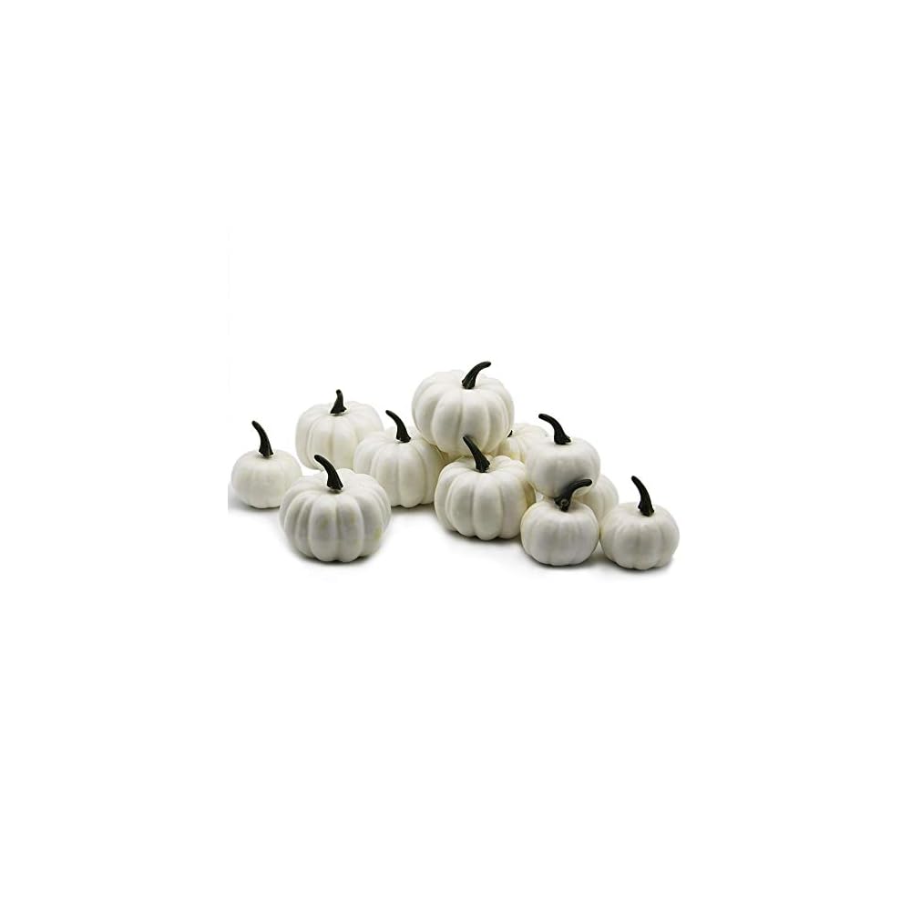 Yofit 12 peças de decorações de mesa de ação de graças Abóboras artificiais, mini abóboras de plástico falsas, conjunto de abóboras de espuma de simulação realista decorações de mesa de ação de amigos (branco)