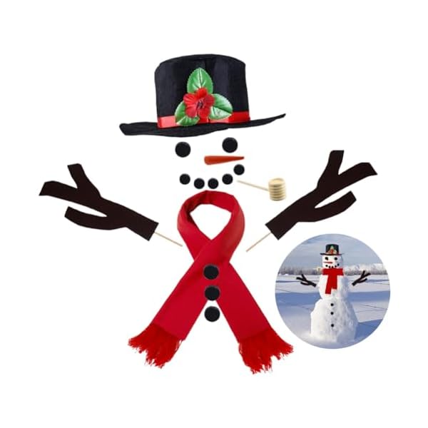 winemana Snowman Decorating Kit Snowman Dressing Making Kit for Winter Christmas Outdoor Snowman Decoration, 16 Pcs
