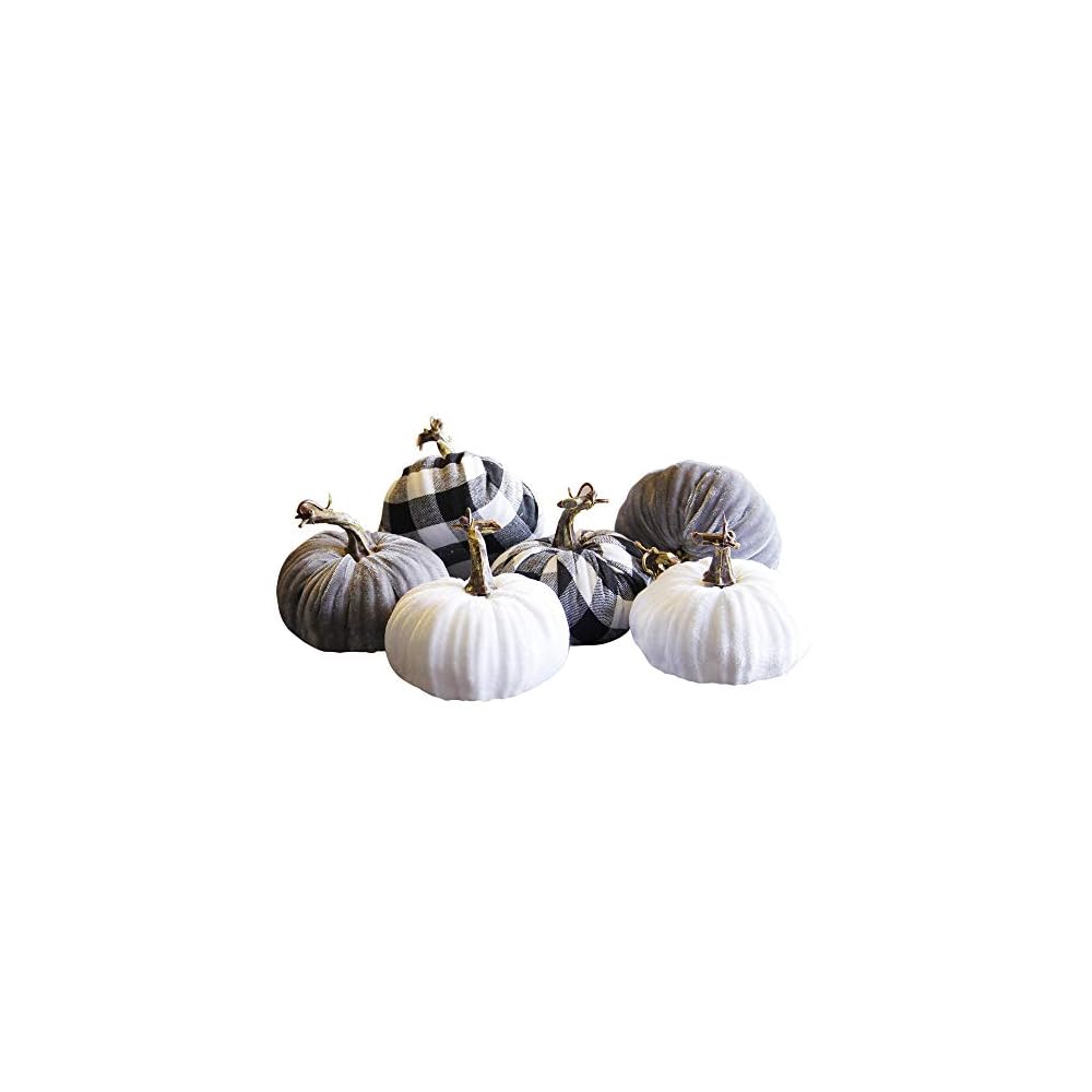 winemana 6 Pcs Thanksgiving Decorations Artificial Pumpkins, Foam Lint Pumpkins 3 Colors Fall Friendsgiving Decor for Home Kitchen Table Party Indoor Outdoor Harvest Day
