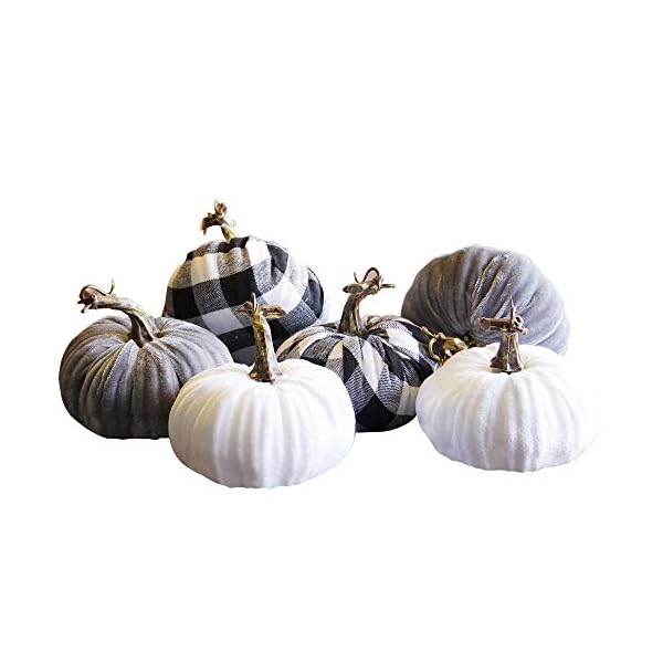 winemana 6 Pcs Thanksgiving Decorations Artificial Pumpkins, Foam Lint Pumpkins 3 Colors Fall Friendsgiving Decor for Home Kitchen Table Party Indoor Outdoor Harvest Day