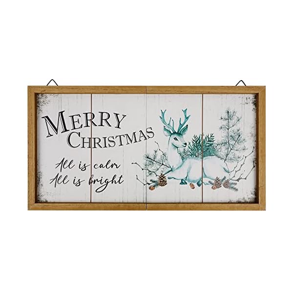 winemana Merry Christmas Wooden Sign Wall Decor, 20" x 10.4" Foldable Hanging Decorative Sign Christmas Decorations, Reindeer Wall Art for Home Kitchen Living Room Fireplace Indoor Holiday Decor