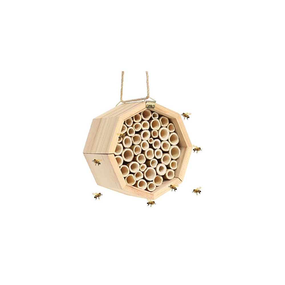 winemana Handmade Natural Bamboo Bee Hive, Mason Bee House Tubes for Attracts Peaceful Bee Pollinators to Enhance Your Garden's Productivity