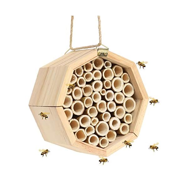 winemana Handmade Natural Bamboo Bee Hive, Mason Bee House Tubes for Attracts Peaceful Bee Pollinators to Enhance Your Garden's Productivity