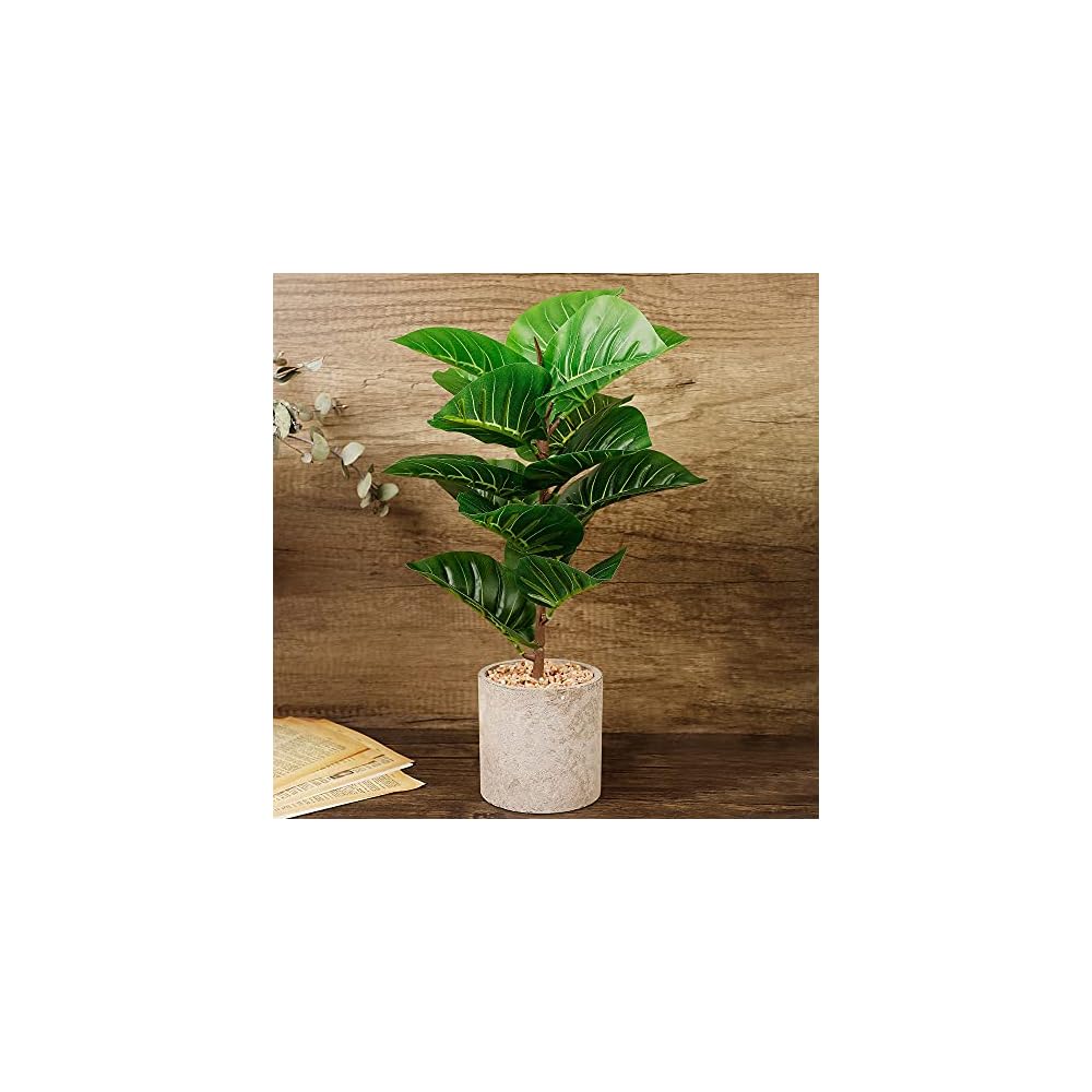 winemana Artificial Palm Plants 17" Large Faux Turtle Leaf in Pots, Fake Tropical Monstera Imitation Greenery for Home Kitchen Party Flowers Arrangement Indoor Decorations