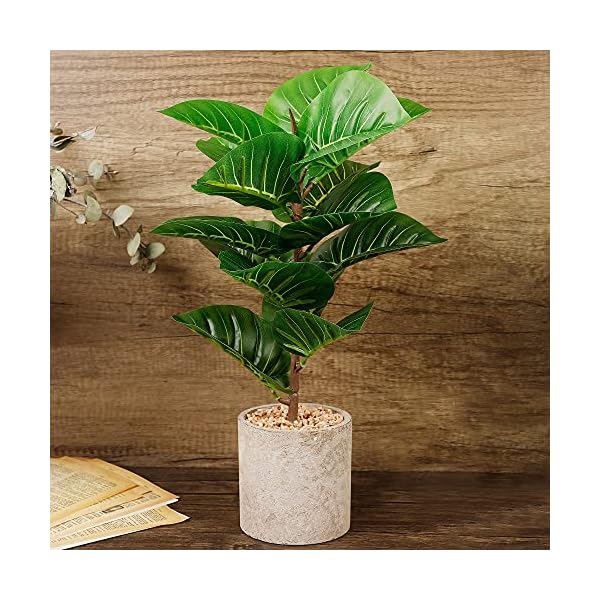 winemana Artificial Palm Plants 17" Large Faux Turtle Leaf in Pots, Fake Tropical Monstera Imitation Greenery for Home Kitchen Party Flowers Arrangement Indoor Decorations
