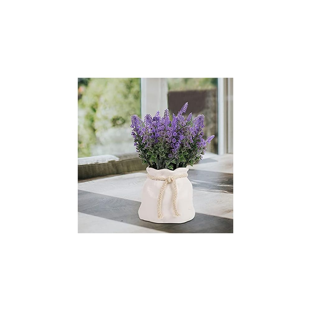 winemana Artificial Lavender Plant in Pot, 7.8" x 4" x 4" Purple Fake Flowers Table Décor for Bedroom Office Home Rustic Indoor Decoration (Light Purple)