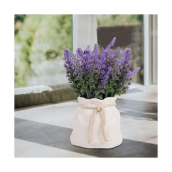 winemana Artificial Lavender Plant in Pot, 7.8" x 4" x 4" Purple Fake Flowers Table Décor for Bedroom Office Home Rustic Indoor Decoration (Light Purple)