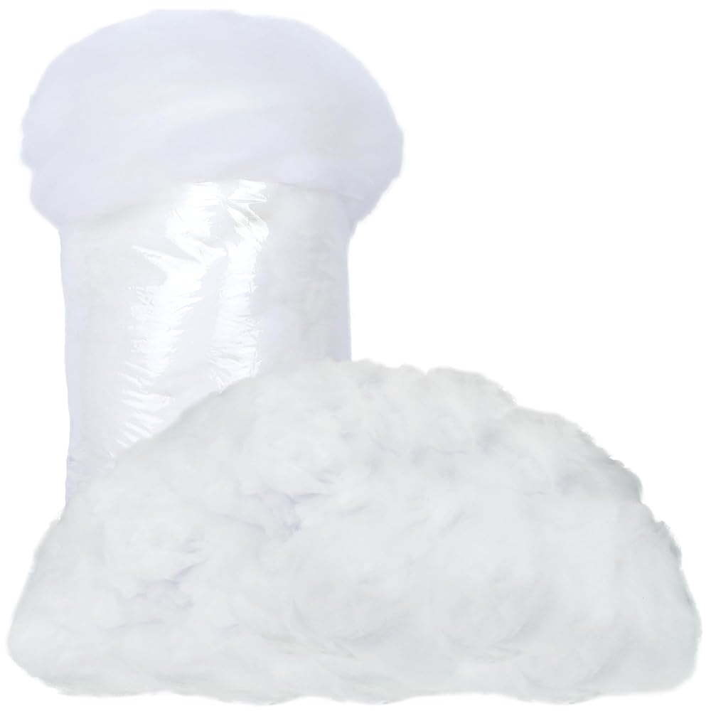 winemana 30oz Christmas Fake Snow Decor, Artificial Snow for Indoor Decorating, Cotton Like Fluffy Snow Stuffing for Winter Mantle Village Houses Christmas Tree Craft White Snow Decor