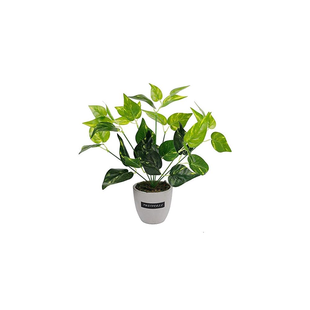 winemana 13.4 inches Artificial Potted Greenery Green Leaf Plants Small Plants for Office Desk Indoor Outdoor Decoration