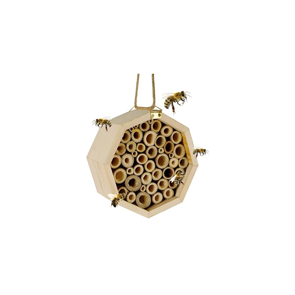 winemana Bee Hive Natural Bamboo Bee House, 5.9" Mason Bee House Habitat Honey Bee Hive, Perfect for Bee Pollinator in Garden Yard