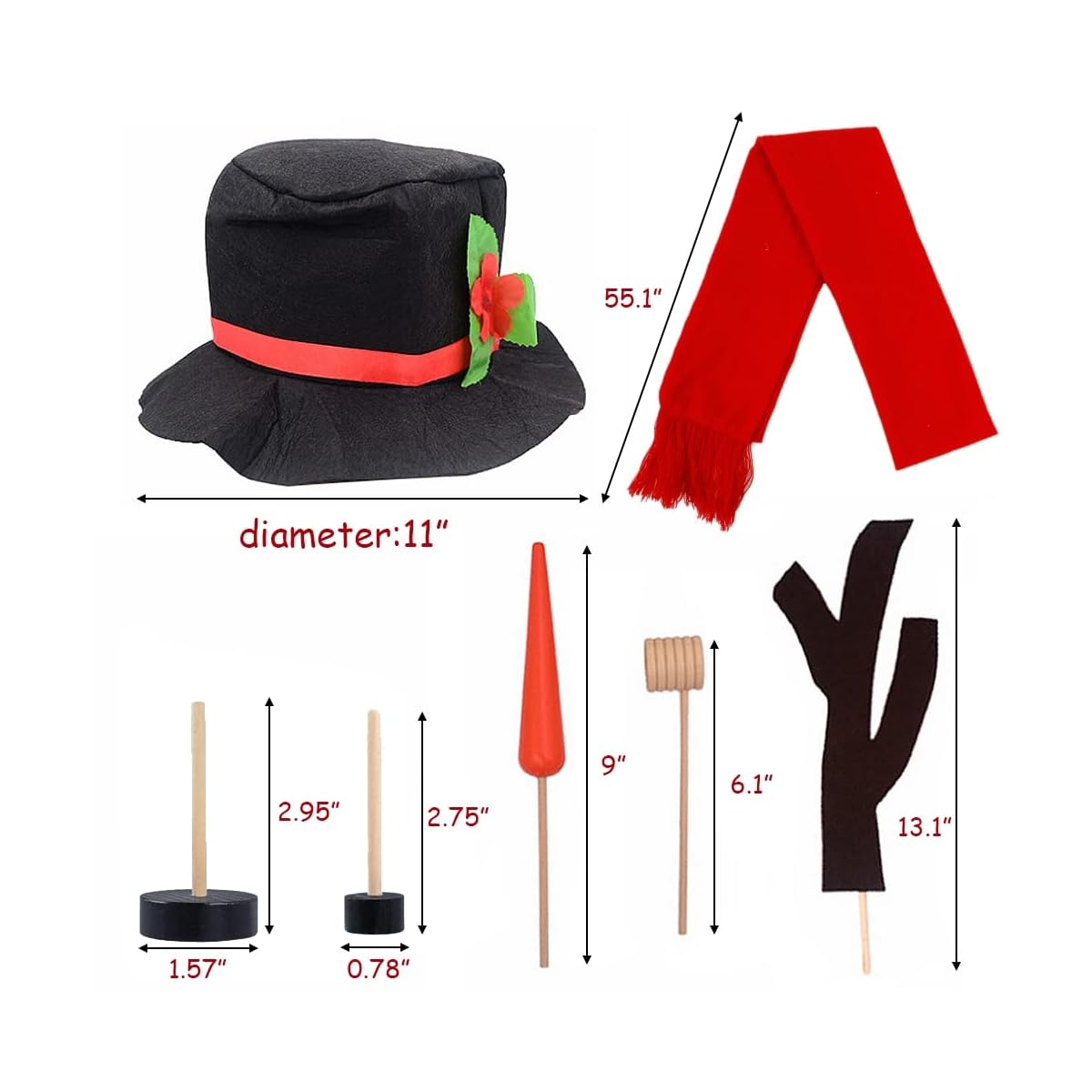 winemana Snowman Decorating Kit Snowman Dressing Making Kit for Winter Christmas Outdoor Snowman Decoration, 16 Pcs - imagem de detalhe 1