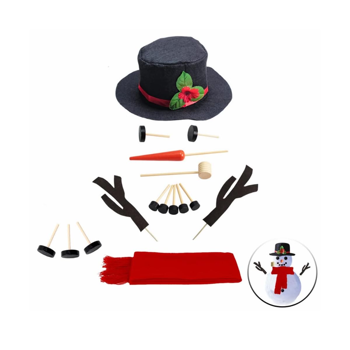 winemana Snowman Decorating Kit Snowman Dressing Making Kit for Winter Christmas Outdoor Snowman Decoration, 16 Pcs - imagem de detalhe 5