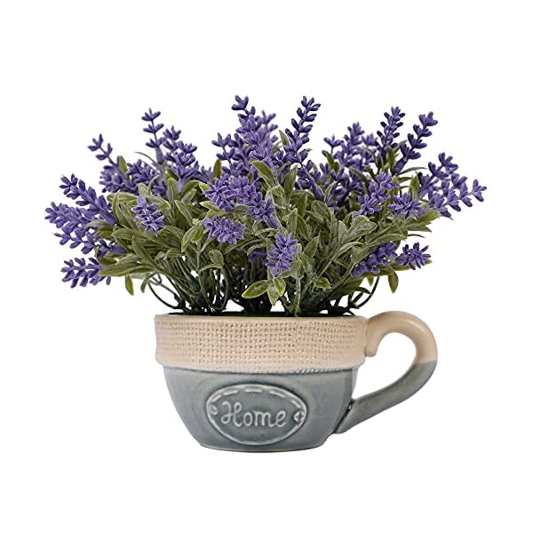 winemana Artificial Lavender Plant in Pot, Purple Faux Silk Floral Arrangements for Kitchen, Office, Weddings, Rustic Home Décor Indoor Outdoor Centerpieces (Dark Purple)