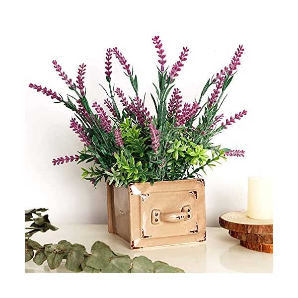 winemana Artificial Lavender Plant in Pot, 10" x 4" x 4" Purple Faux Silk Floral Arrangements for Kitchen Office Weddings Rustic Home Décor Indoor Outdoor Centerpieces (Light Pink)