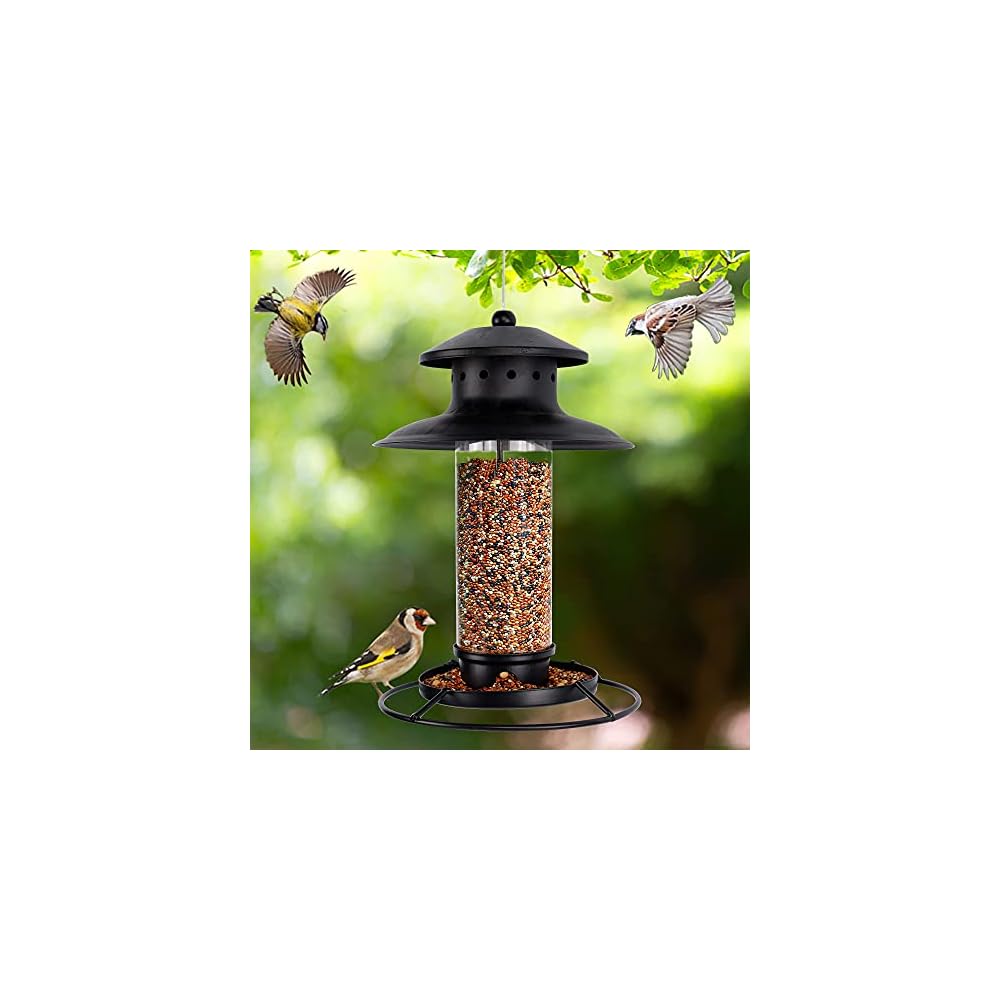 winemana Hanging Wild Bird Feeder, 1.2 lb Metal Shaped with Roof Outside Decoration, Perfect for Attracting Birds on Garden Yard