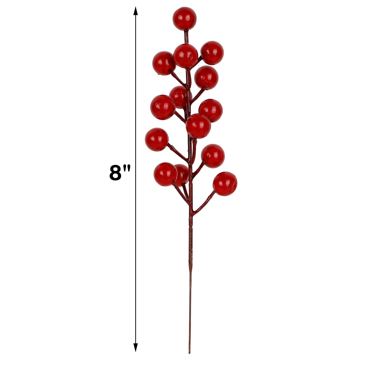 winemana 24 Pack 8 Inch Christmas Faux Picks Winter Berry Sprigs, Artificial Red Berries Stems Ornaments for Christmas Tree DIY Crafts Wreath Garland Decor - detail image 2