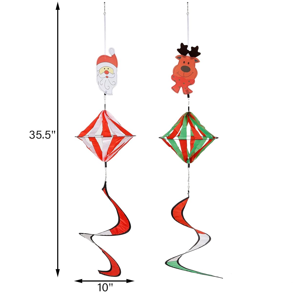 winemana Christmas Outdoor Hanging Decorations, Set of 6 Wind Spiral Windsock Spinner with Santa Claus Reindeer, Xmas Ornament for Indoor Outside Tree Porch Garden Front Yard Lawn - imagem de detalhe 2
