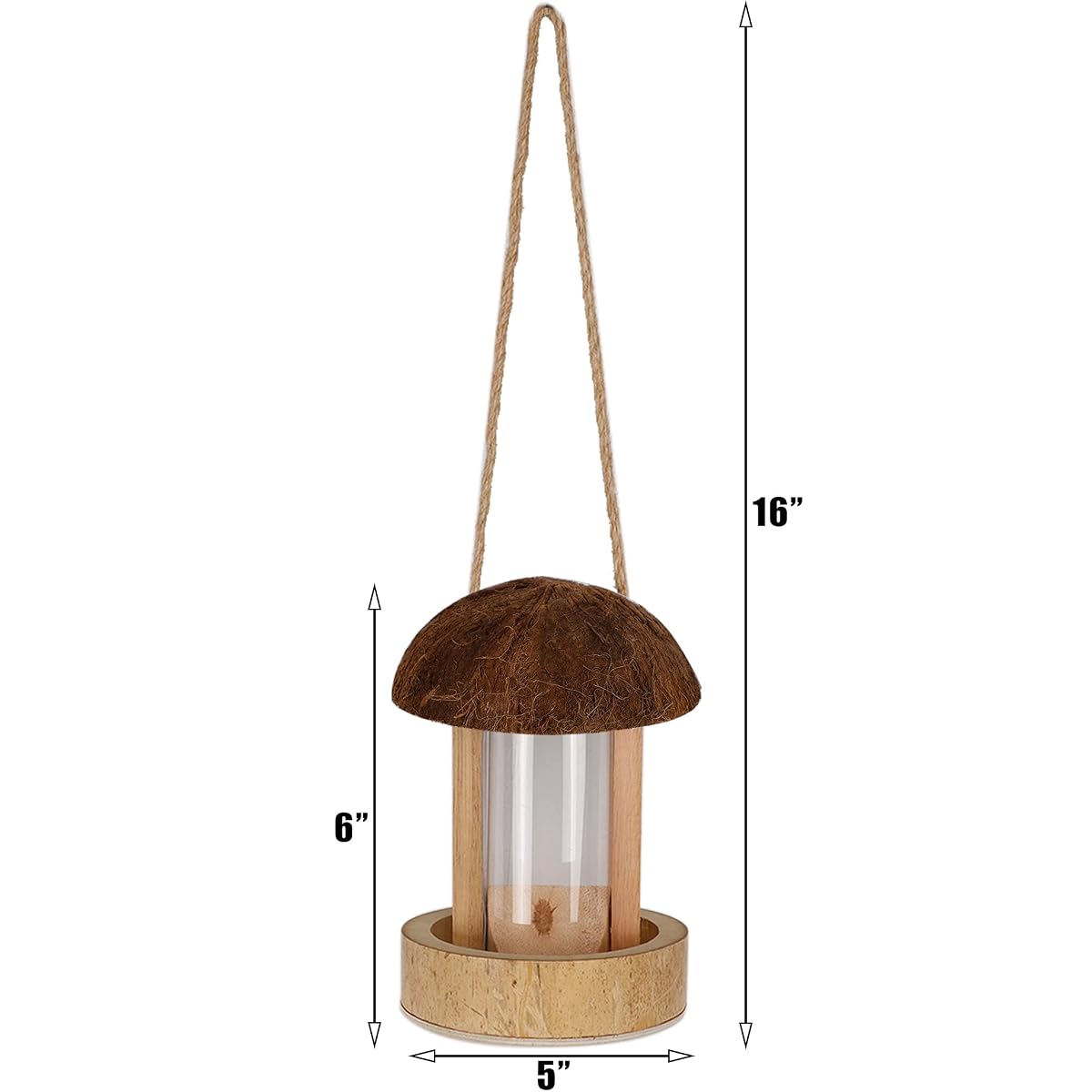 winemana Hanging Bird Feeder, Natural Coconut Bamboo Birdhouse Attract Birds Decorations for Outdoor Garden Yard - imagem de detalhe 2