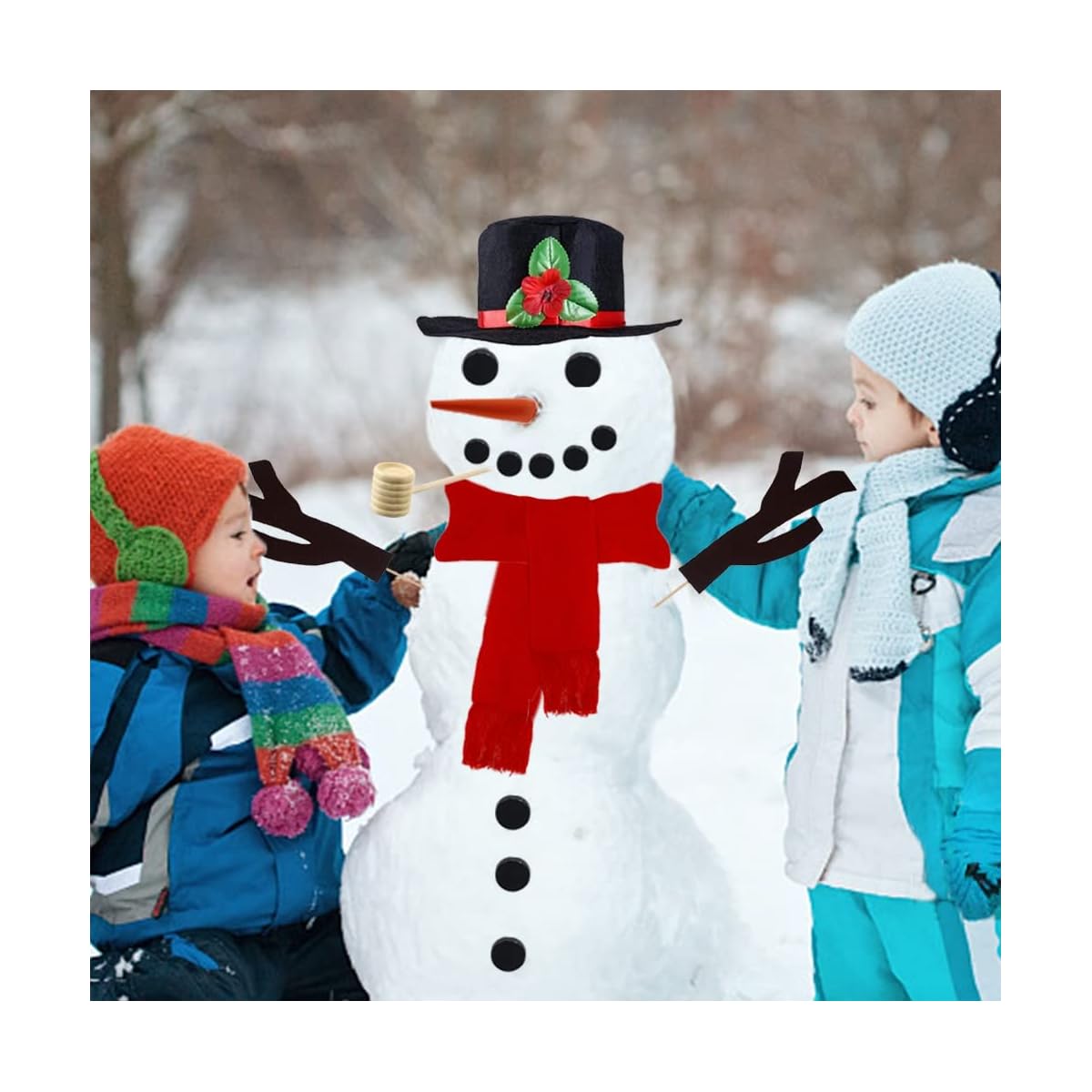 winemana Snowman Decorating Kit Snowman Dressing Making Kit for Winter Christmas Outdoor Snowman Decoration, 16 Pcs - imagem de detalhe 4