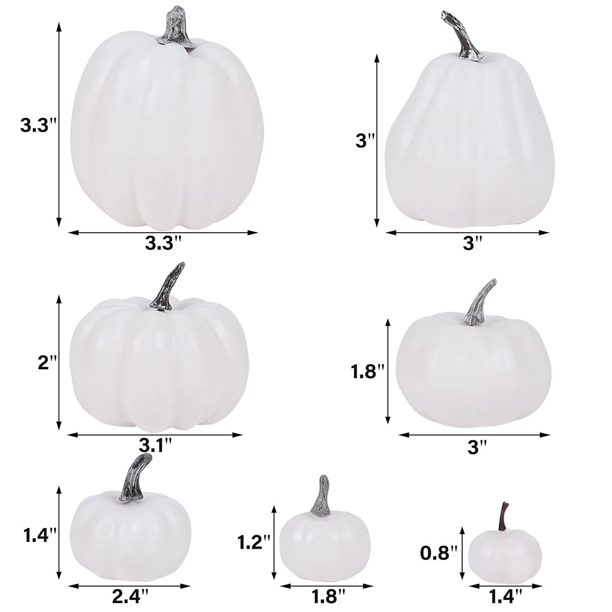 winemana 46 Pcs Artificial White Pumpkins Fall Decorations - imagem de detalhe 2