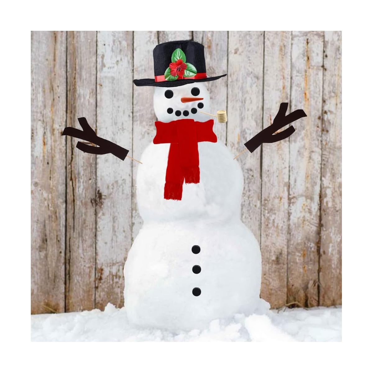 winemana Snowman Decorating Kit Snowman Dressing Making Kit for Winter Christmas Outdoor Snowman Decoration, 16 Pcs - imagem de detalhe 2