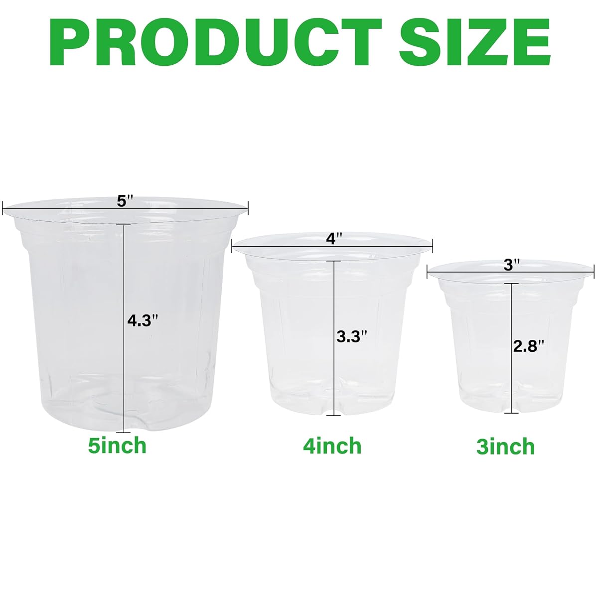 winemana 4 Inch Seed Starter Tray for Vegetable Herb Lettuce Seeds, Plant Pots for Potting Soil Indoor Plants, Clear Nursery Pots Plastic Planting Pots Garden Flower Pots- 60 Packs - detail image 1