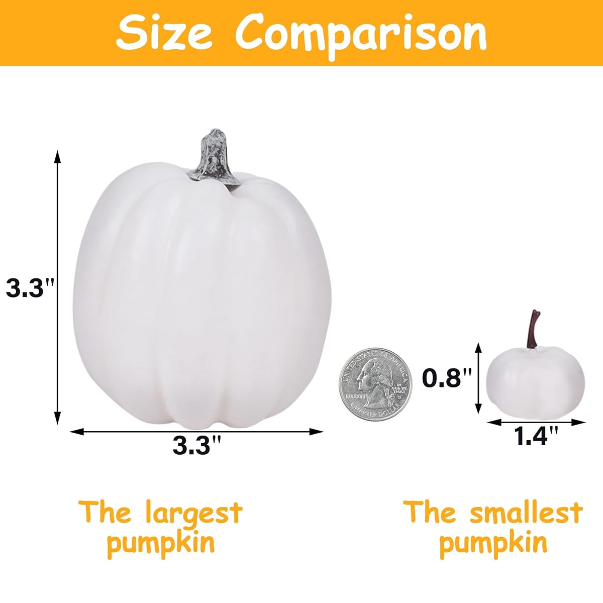 winemana 46 Pcs Artificial White Pumpkins Fall Decorations - imagem de detalhe 5