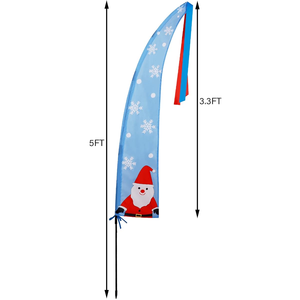 winemana 3 Pack 5 FT Christmas Outdoor Decorations Santa Claus Feather Flags with Garden Stakes, Merry Christmas Banner Stakes, Perfect for Garden Yard Lawn Front Porch Holiday Party - imagem de detalhe 2