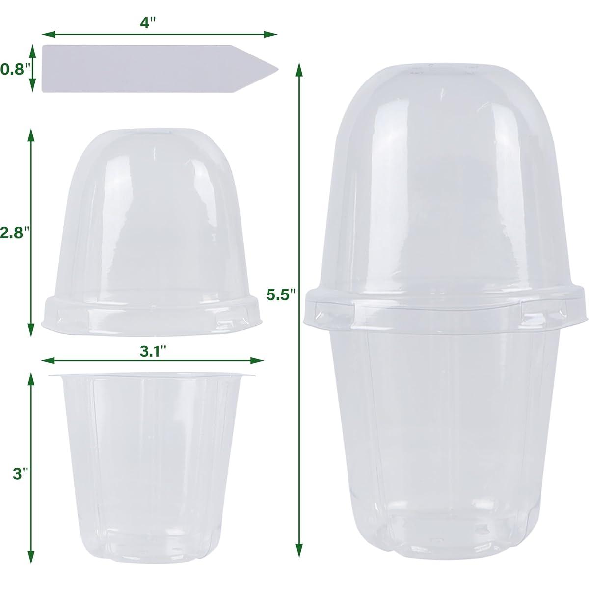 winemana 36 Set Nursery Pots with Humidity Dome, Clear Nursery Pots for Plants, Seed Starting Pots with Drainage Holes & Plant Labels for Vegetables Flowers Garden Plants - 细节图 1
