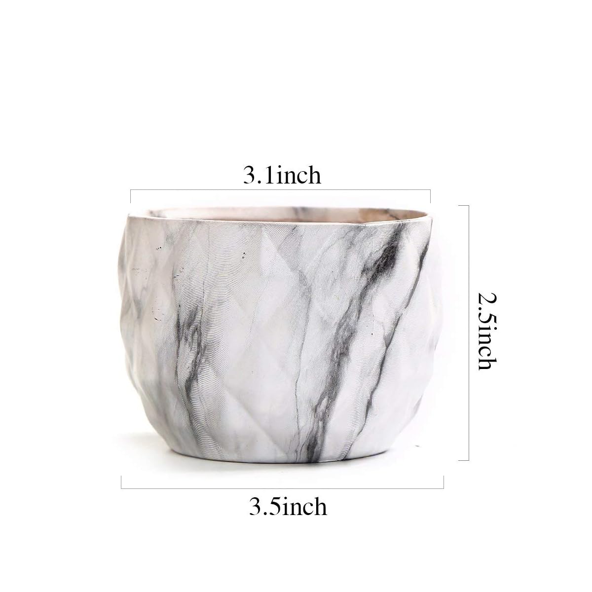 winemana Set of 4 Modern Style Marbling Ceramic Flower Pot Succulent Cactus Bonsai Planter Pots Container (Marbling Container) - imagen de detalle 4
