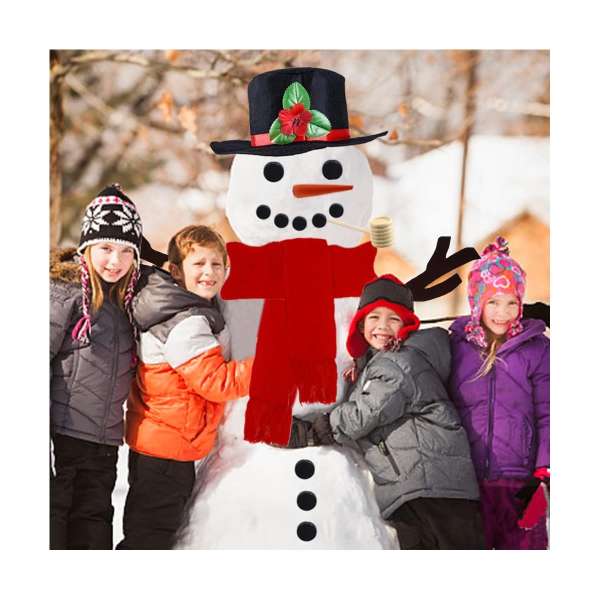 winemana Snowman Decorating Kit Snowman Dressing Making Kit for Winter Christmas Outdoor Snowman Decoration, 16 Pcs - imagem de detalhe 3