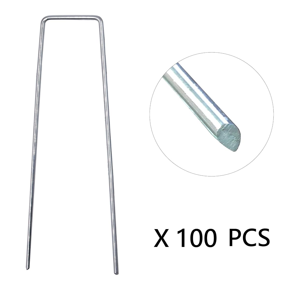 Winemana 100 PCS Garden Landscape Sod Staples, 6 Inches Sturdy Durable Rustproof Landscaping Staples for Weed Barrier Ground Cover Fence and Landscaping - 细节图 3