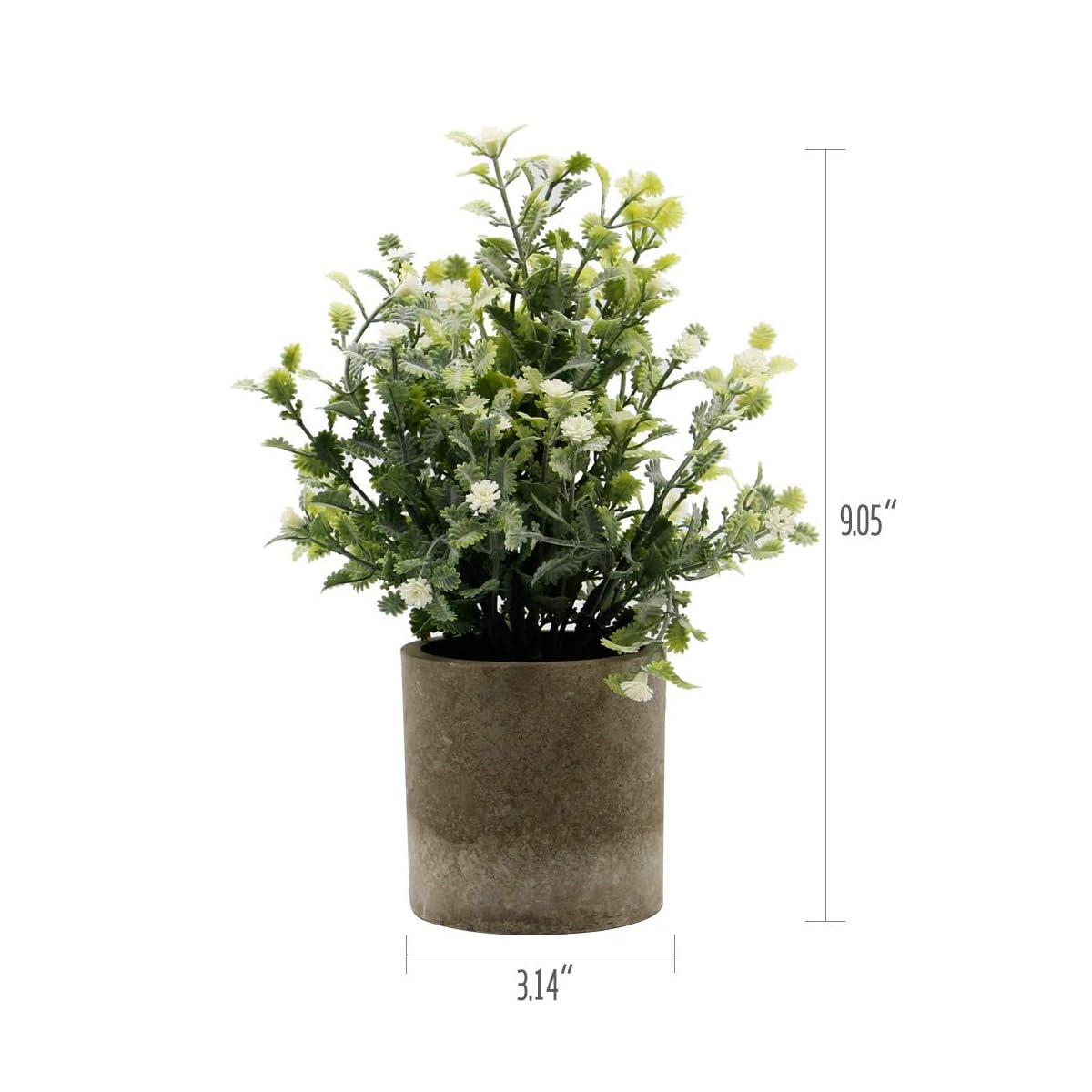 Zcaukya Small Potted Artificial Plants, Artificial Eucalyptus Plants Fake Rosemary 9.5" Plastic Greenery Plants for Home Office Garden Decor, Indoor & Outdoor, Set of 3 (White) - 细节图 1