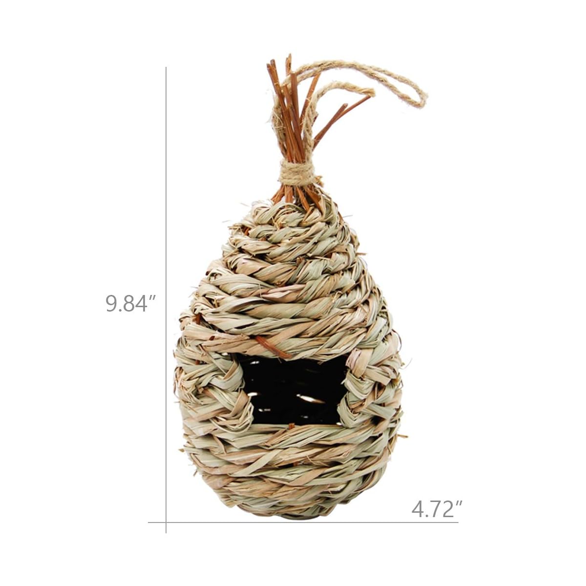 winemana Hand Woven Hummingbird House, Set of 3 Bird Hut 9" x 4", Outside Grass Hanging Bird Hut, Natural Hummingbird Nest for Outdoor. - detail image 1