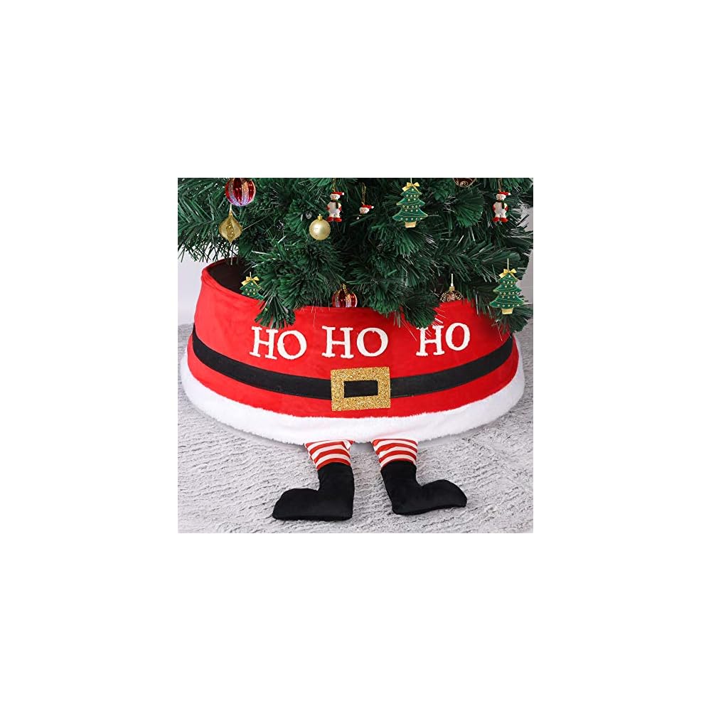 DR.DUDU Christmas Tree Ring with Santa Claus Pattern, Christmas Tree Collar,Top 24 Inches Diameter Bottom 30 Inches Diameter Christmas Tree Decoration for for Home Decoration in Winter and New Year
