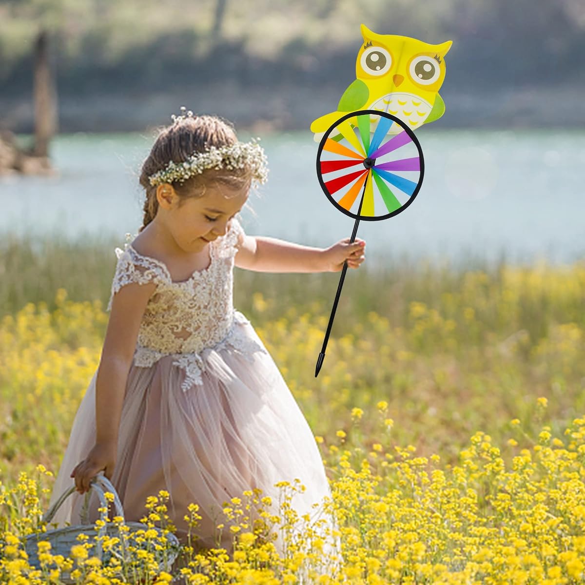 winemana 3 Pcs Garden Wind Spinner, 26 Inch Owl Pinwheels Animal Wind Spinners, Outdoor Decorations Pinwheel Windmill for Outside Garden Yard Lawn Spring Decor - imagem de detalhe 6