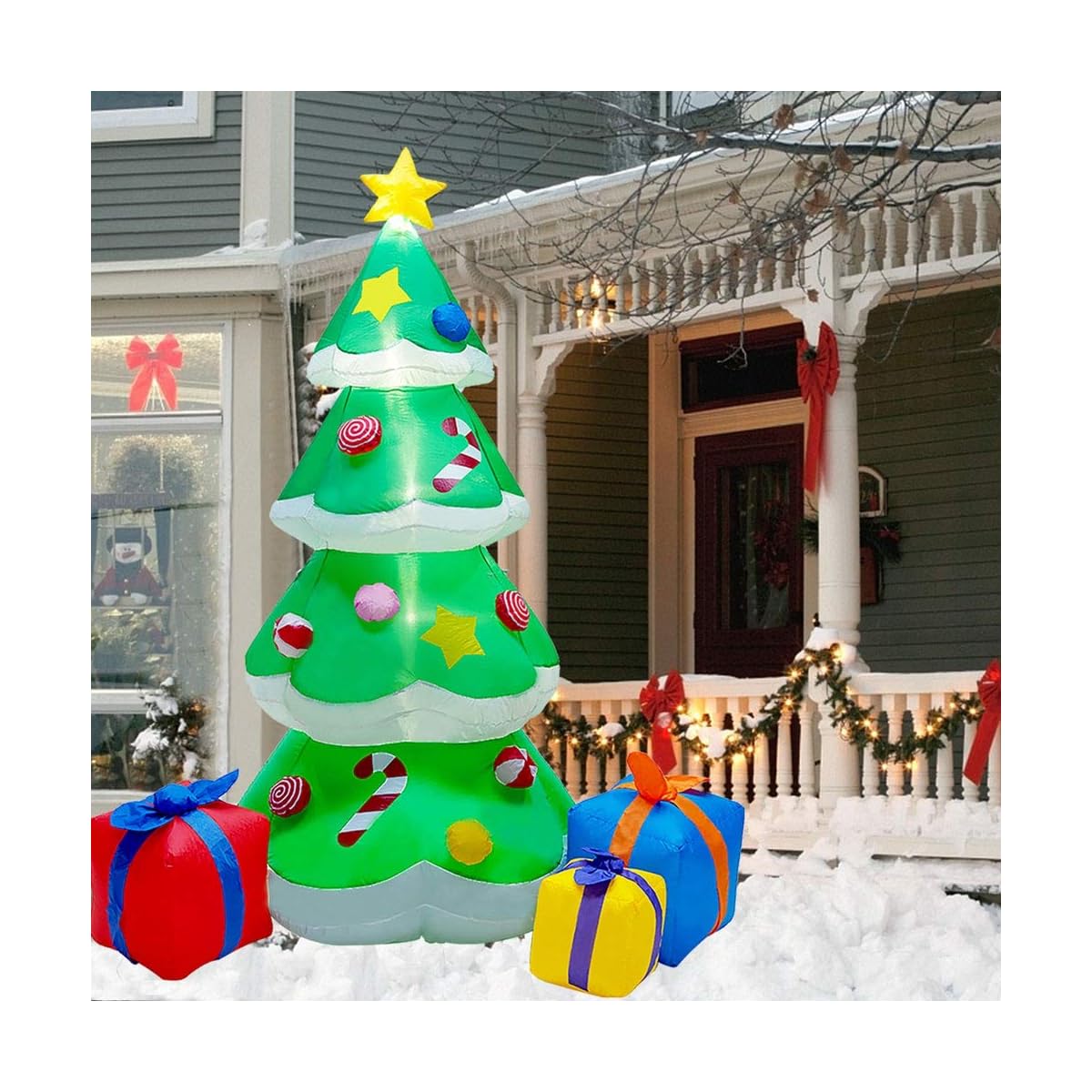 DR.DUDU 7 FT Inflatable Christmas Tree with Led Lights, Lighted Christmas Tree for Blow Up Yard Decoration, Indoor Outdoor Yard Garden Christmas Decoration - imagen de detalle 6