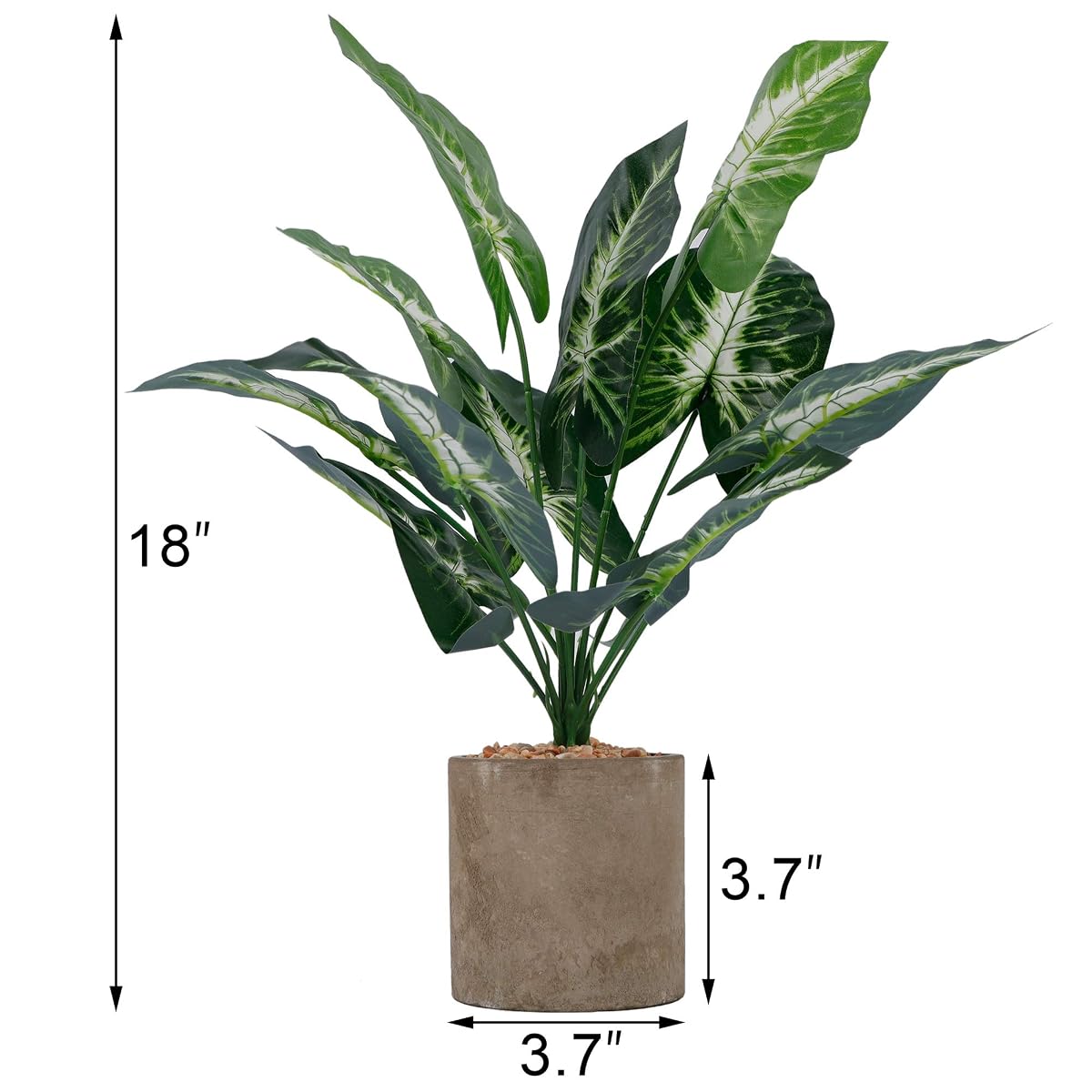 winemana 18" Artificial Potted Green Leaf Plants in Pot, Fake Small Houseplants for Indoor, Home, Living Room, Office, Tabletop, Desk - detail image 1
