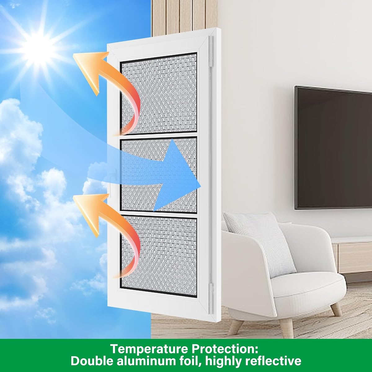 winemana 48IN x 10FT Window Insulation Roll, Reflective Window Heat Blocker - imagem de detalhe 5