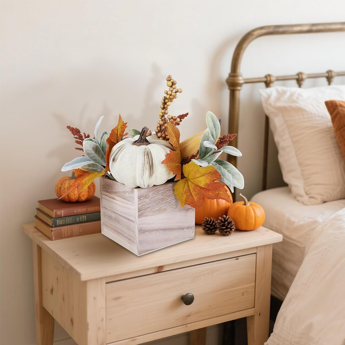winemana Fall Decorations Artificial Pumpkin Gourd Berries Leaves, 2 Pack - imagem de detalhe 3