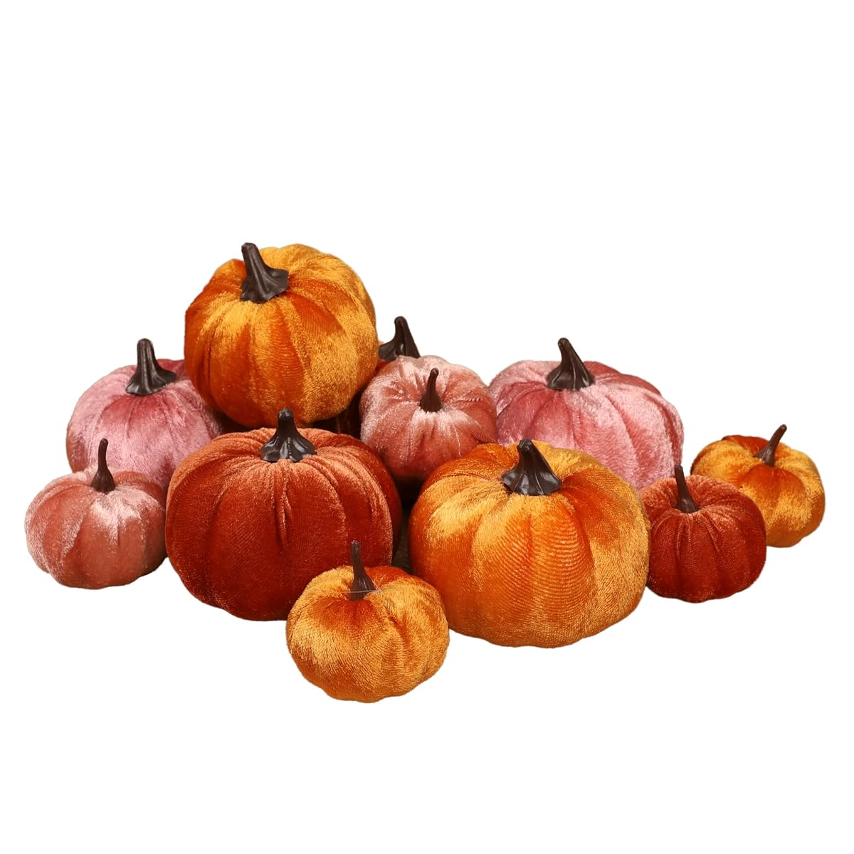 winemana 12 Pack Velvet Pumpkins Fall Decor, Fabric Foam Pumpkin for Decorating, Thanksgiving Table Decorations Fake Pumpkins for Mantel, Wedding Dining Table Centerpieces (Rust Orange) - imagem de detalhe 2