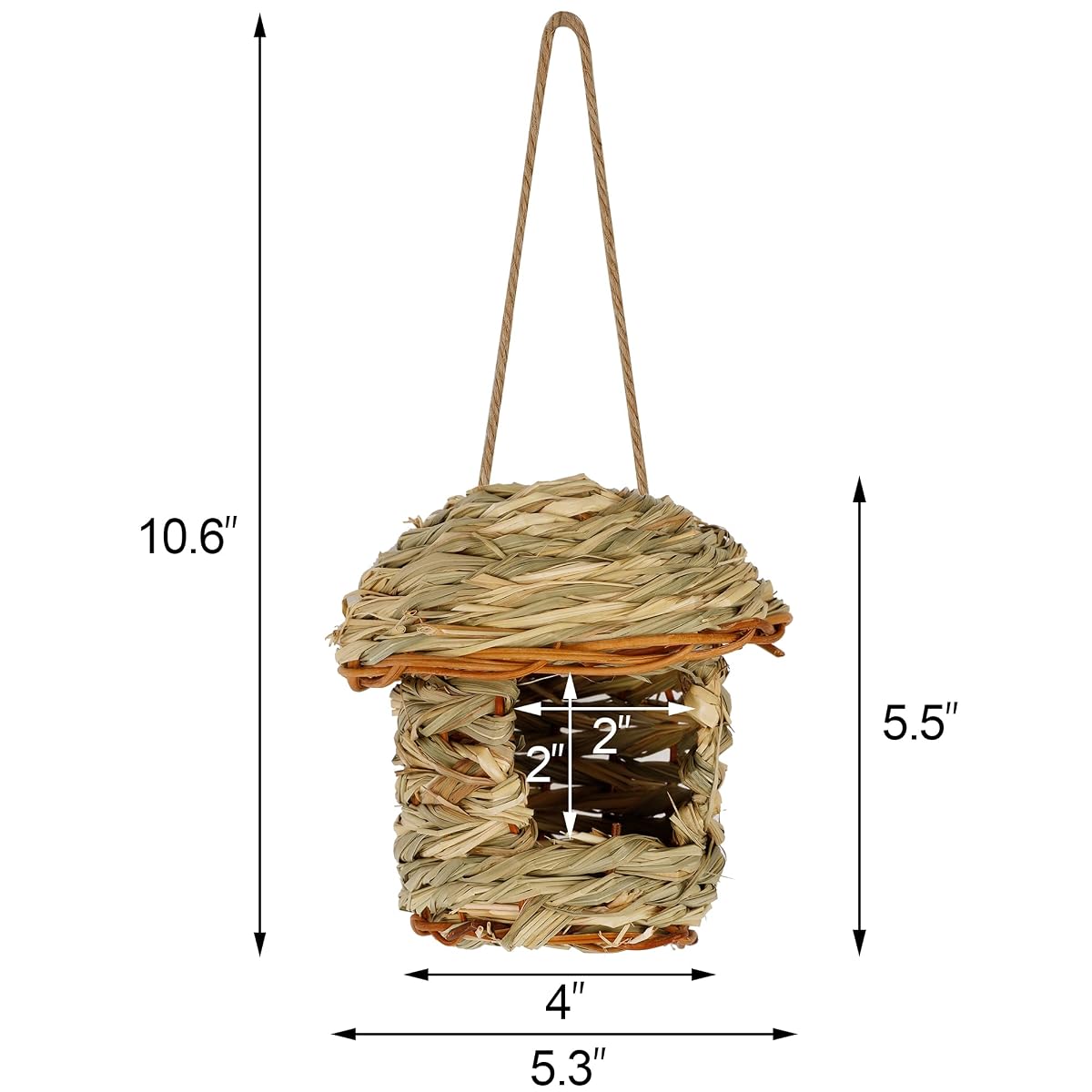 winemana 2 Pack Hanging Hummingbird Nest House, Durable Hand Woven, Made of Natural Grass, Perfect for Outdoor Garden Patio Lawn Office Indoor - imagem de detalhe 1