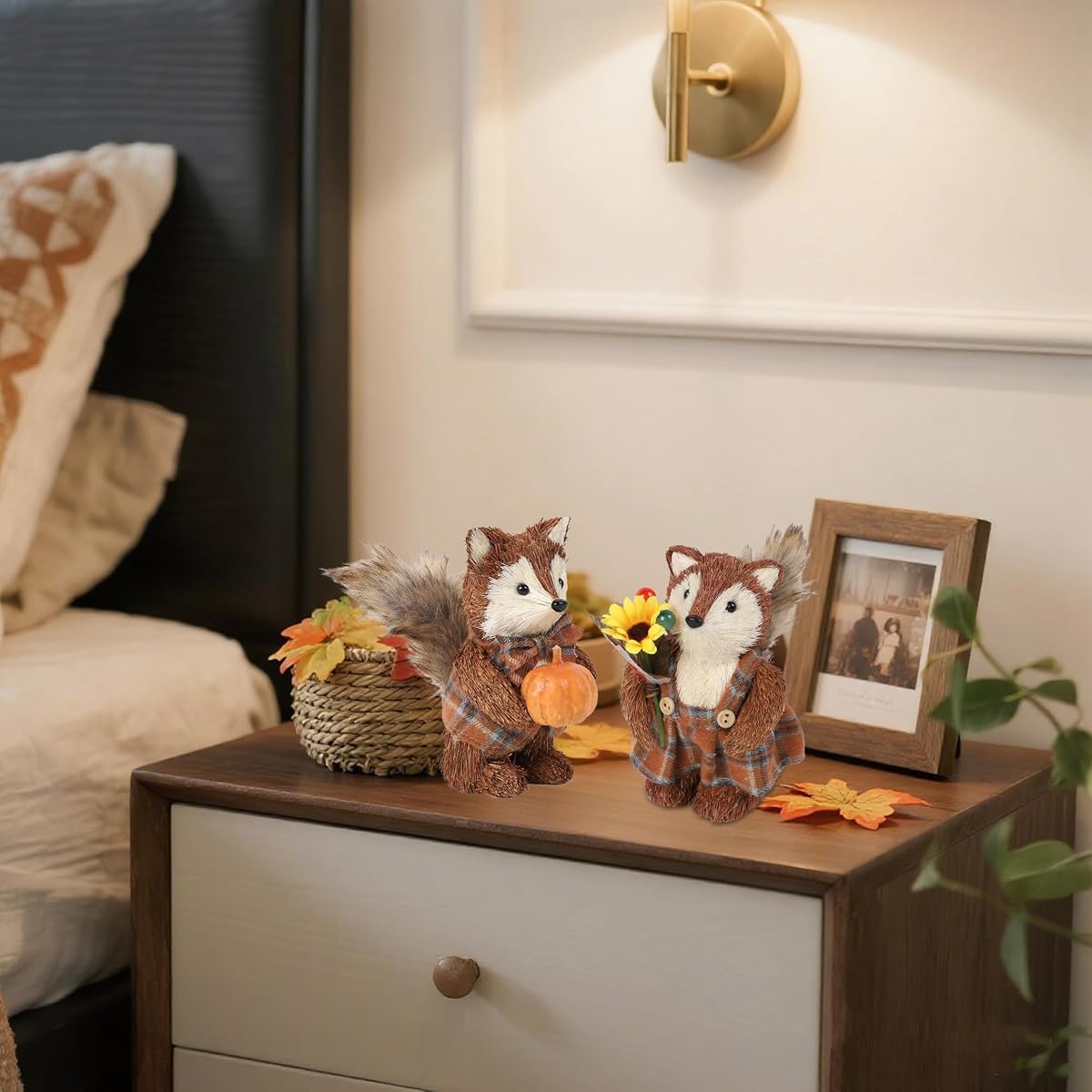 winemana 2 Pack Fox Fall Decorations for Home, Thanksgiving Table Decor - imagen de detalle 4