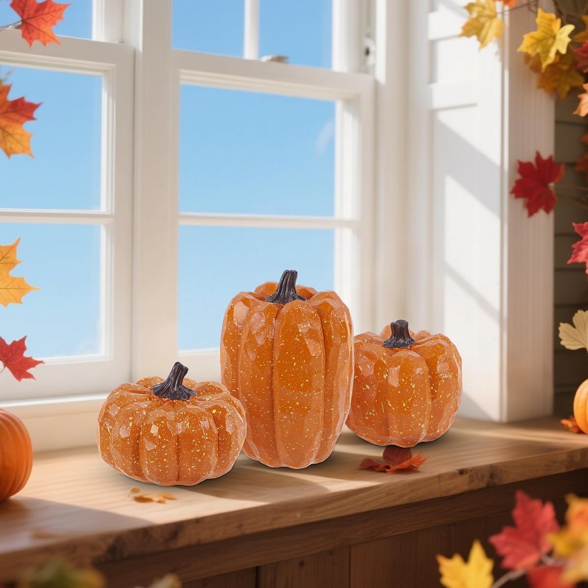 winemana Pumpkins Fall Decor Set of 3, Orange - detail image 4