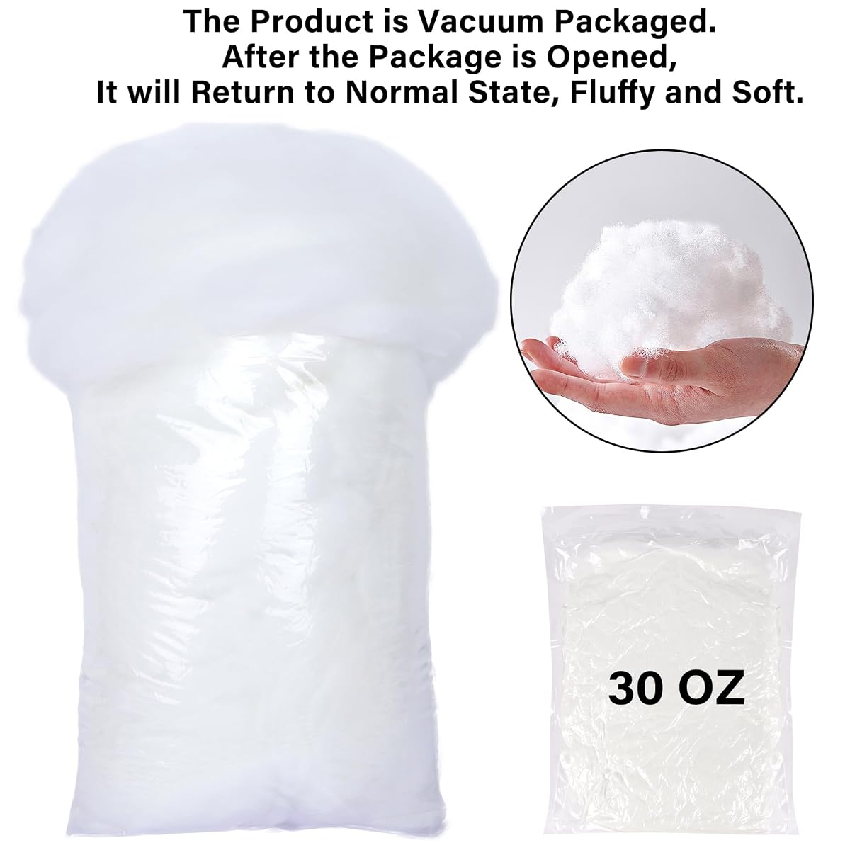 winemana 30oz Christmas Fake Snow Decor, Artificial Snow for Indoor Decorating, Cotton Like Fluffy Snow Stuffing for Winter Mantle Village Houses Christmas Tree Craft White Snow Decor - 细节图 4