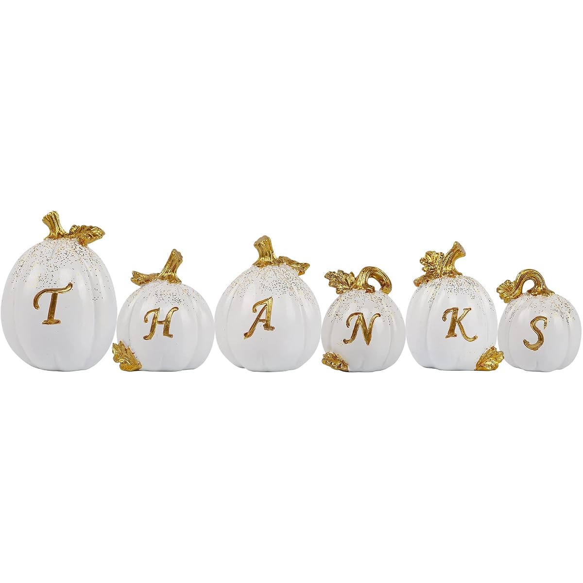 winemana Thanksgiving Pumpkins Set of 6, Fall Decor Resin Pumpkin, Thanks Tabletop Centerpieces Tiered Tray Decorations for Home Table Kitchen Office (White) - imagem de detalhe 1