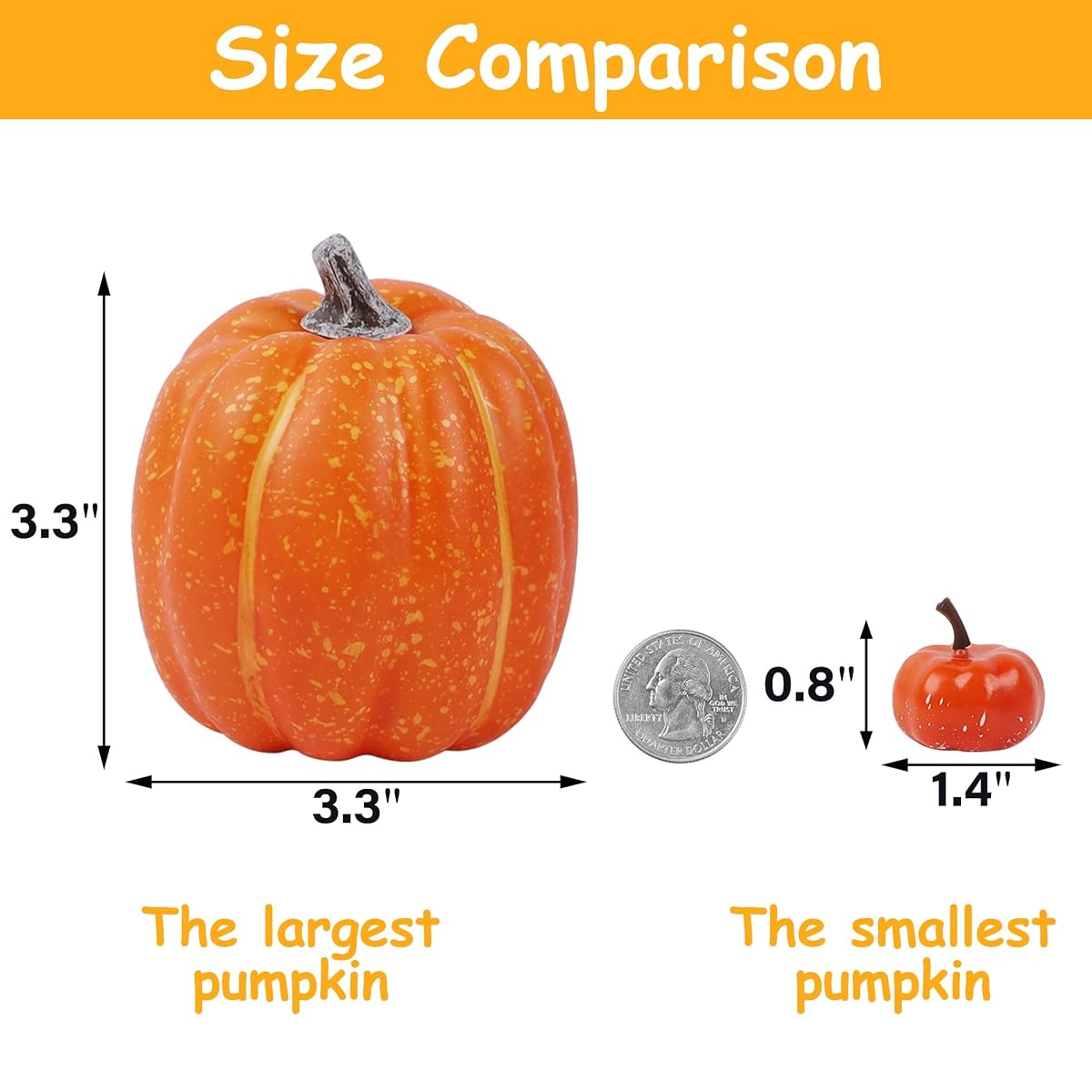 winemana 46 Pcs Artificial Pumpkins Fall Decorations, Orange - imagen de detalle 5