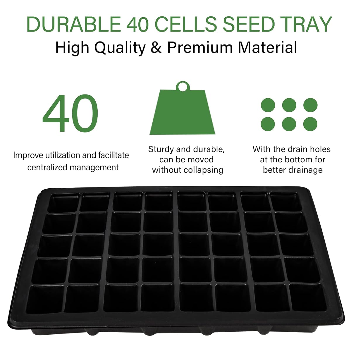 winemana 5 Set Seed Starter Trays with Humidity Dome, 200 Cell Grow Trays Seedlings Plant Staring Trays with Labels, Garden Propagator Set, Mini Greenhouse Germination Kit for Seed Growing - 细节图 2