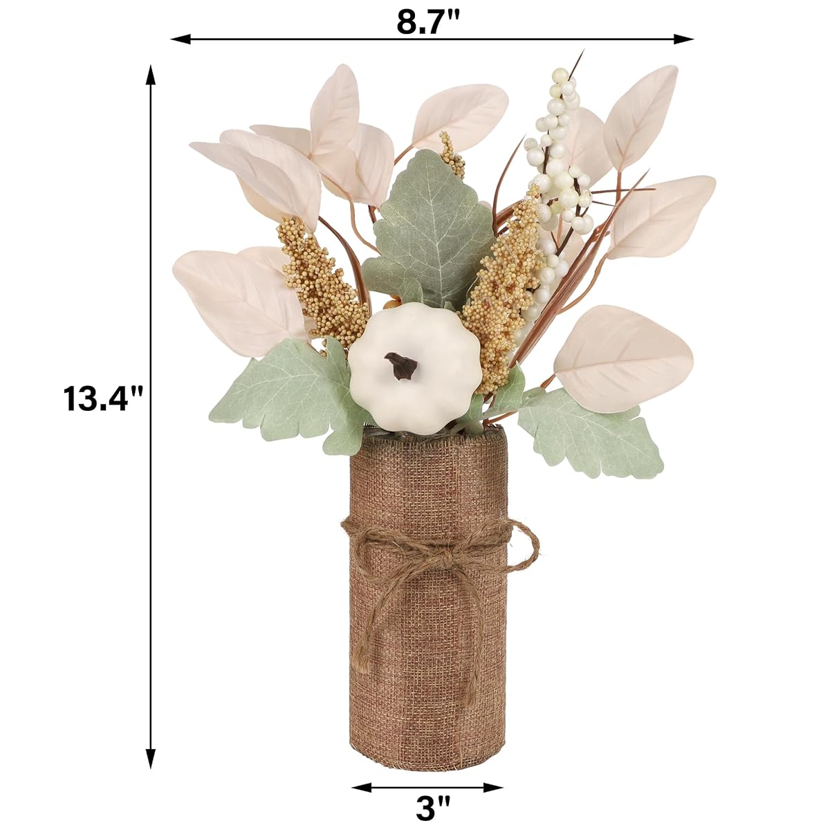 winemana 2 Pack Fall Table Decor, Fake Pumpkin Leaf Berry Dining Table Centerpiece Thanksgiving Decorations for Harvest Wedding Room Home Farmhouse Porch - imagem de detalhe 2