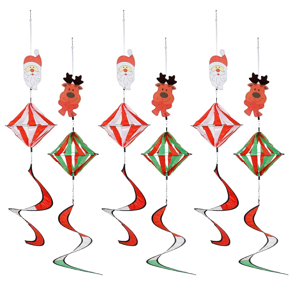 winemana Christmas Outdoor Hanging Decorations, Set of 6 Wind Spiral Windsock Spinner with Santa Claus Reindeer, Xmas Ornament for Indoor Outside Tree Porch Garden Front Yard Lawn - imagem de detalhe 1